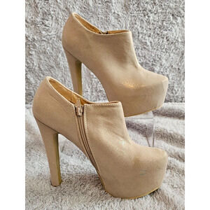 Gold Metallic‎ Shimmer Round Toe Platform High Heels Stiletto Heels Booties 9.5